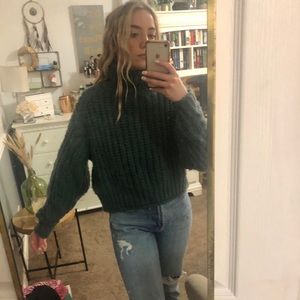 H&M emerald green/blue chunky turtleneck sweater